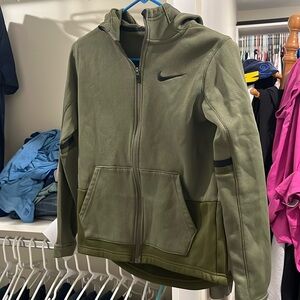 Boys Nike olive green zip up hoodie XL